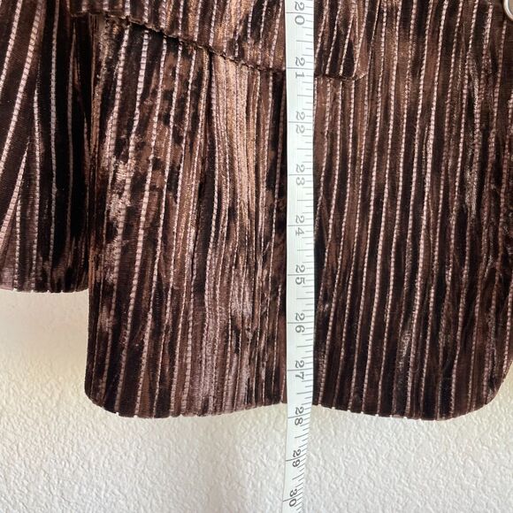 Akris Women's Brown Crushed Velvet Ribbed Pinstripe Single Breasted Blazer Sz 14 - Picture 12 of 14